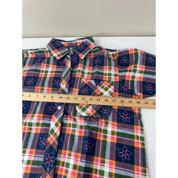 Vintage American Sweetheart Women's Plaid Button Up‎ Flannel Shirt Size PM Boho - Picture 8 of 10